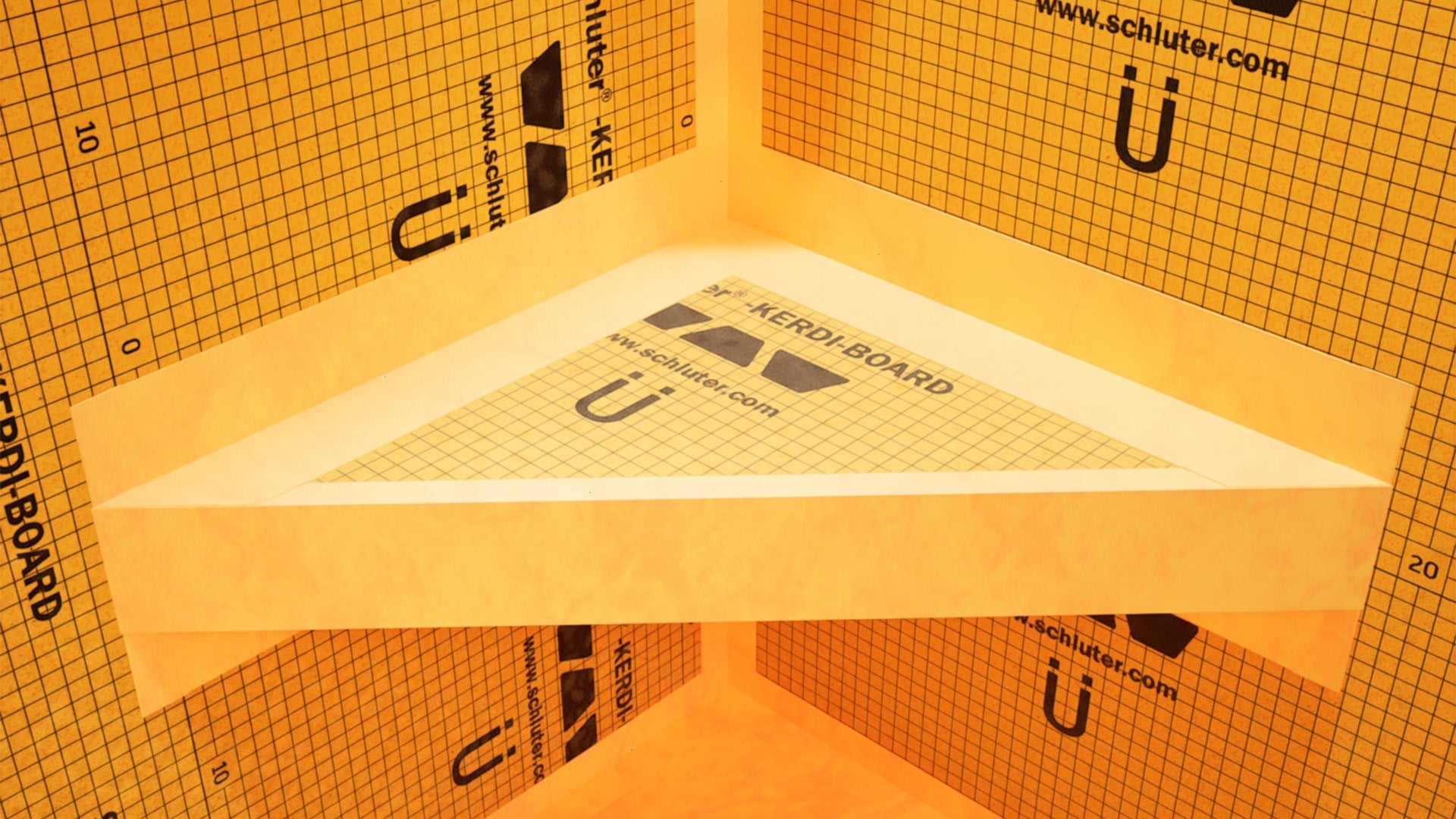 The Original™ Floating Corner Shower Bench Kit™ with Orange XPS Waterproof Board